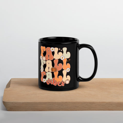 Fall Fall Vibes Black Glossy Mug