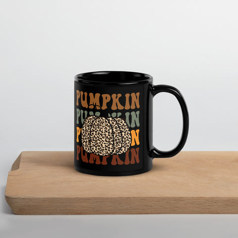 Pumpkin Leopard Black Glossy Mug