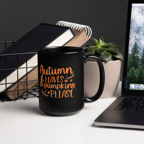 Autumn Leaves Black Glossy Mug