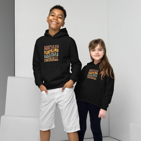 Bonfires Pumpkins Sweaters Football Kids Hoodie