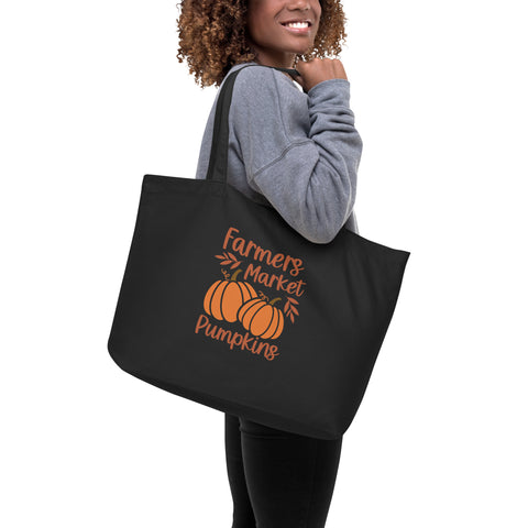 Farmers Market Pumpkins Large organic tote bag