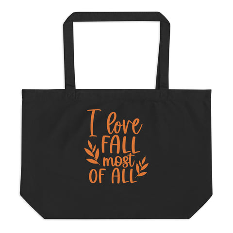 I Love Fall Large organic tote bag