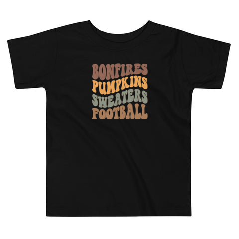Bonfires Pumpkins Sweaters Football Toddler Short Sleeve Tee