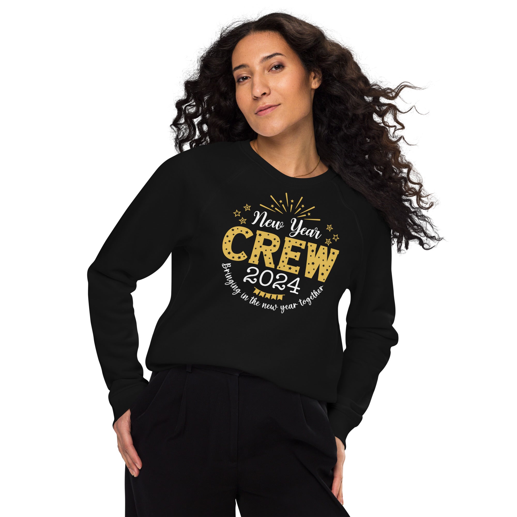 New Year Crew 2024 Unisex organic raglan sweatshirt