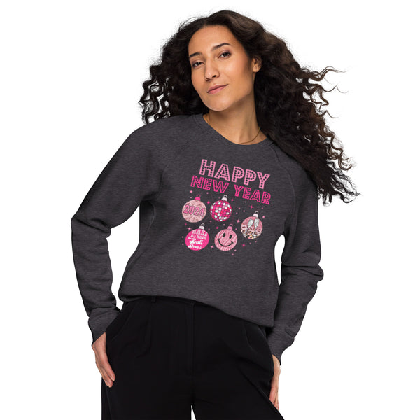 Happy New Year 2024 Unisex organic raglan sweatshirt