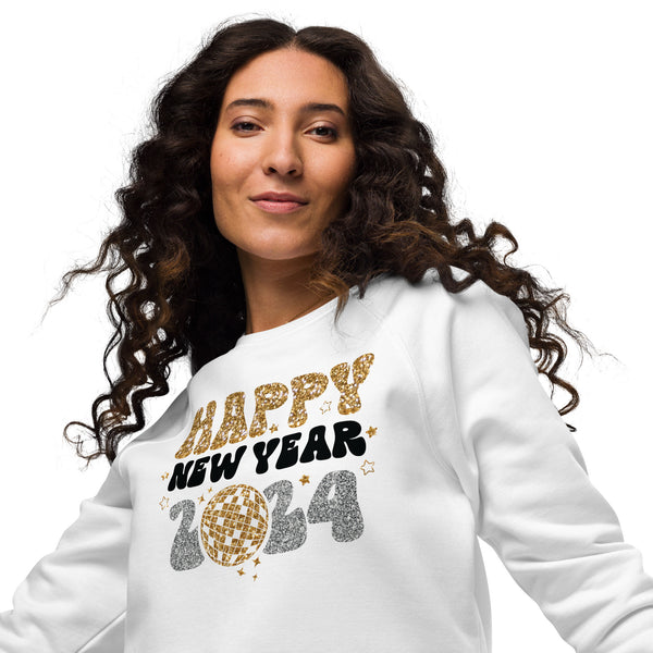 Happy New Year 2024 Unisex organic raglan sweatshirt