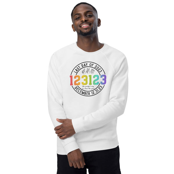 123123 Last Day of 2023 Unisex organic raglan sweatshirt