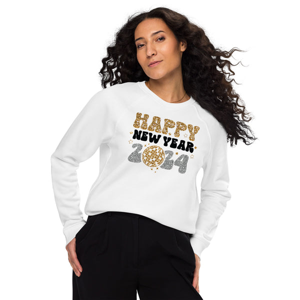 Happy New Year 2024 Unisex organic raglan sweatshirt