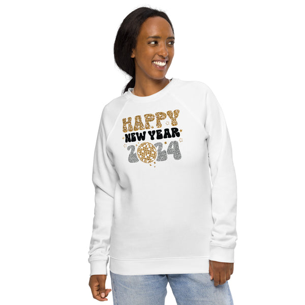 Happy New Year 2024 Unisex organic raglan sweatshirt