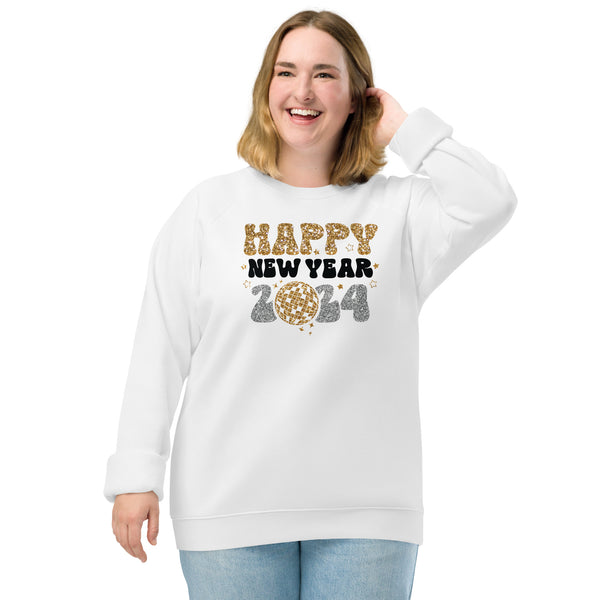 Happy New Year 2024 Unisex organic raglan sweatshirt