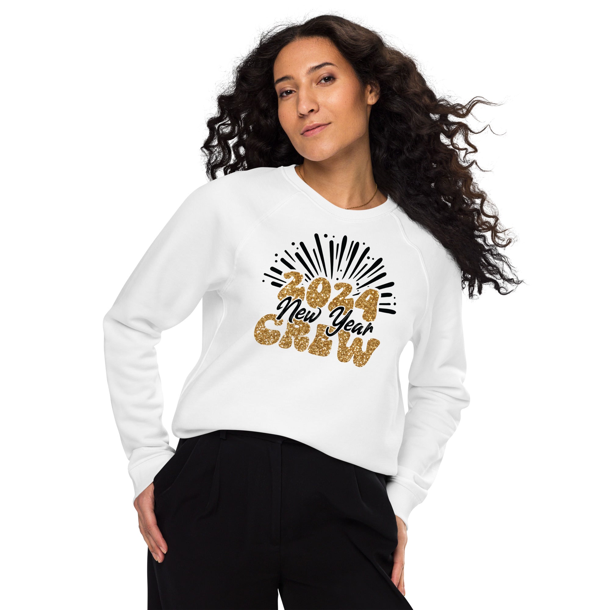 New Year Crew 2024 Unisex organic raglan sweatshirt