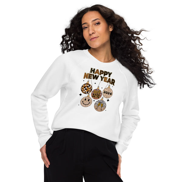 Happy New Year 2024 Unisex organic raglan sweatshirt