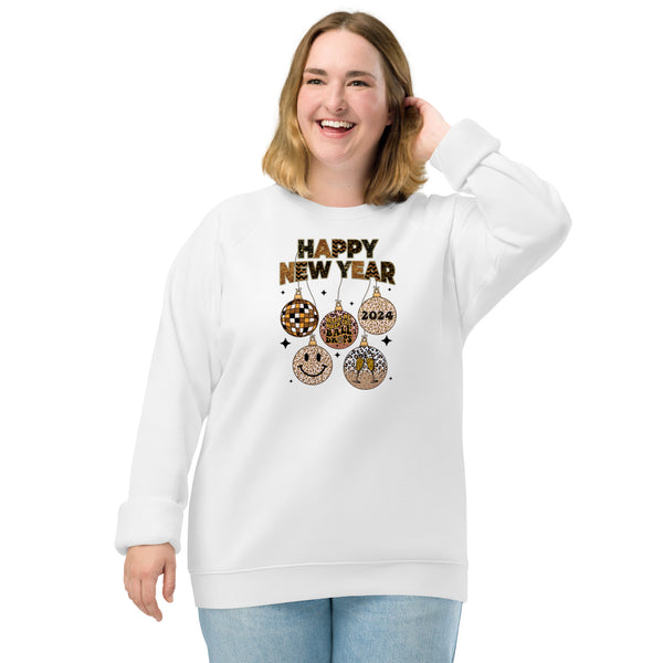 Happy New Year 2024 Unisex organic raglan sweatshirt