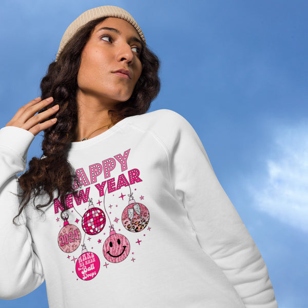 Happy New Year 2024 Unisex organic raglan sweatshirt