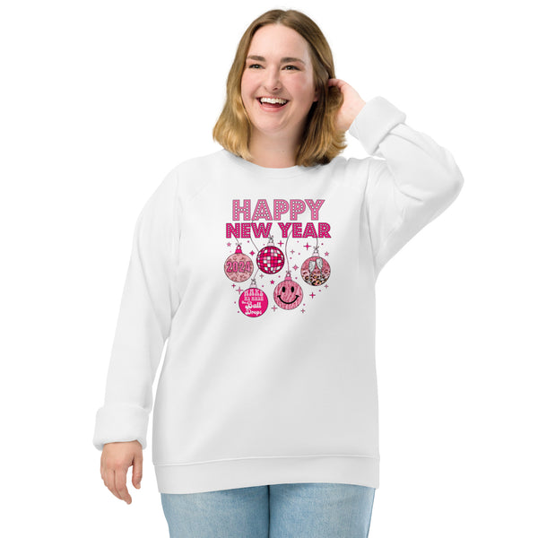 Happy New Year 2024 Unisex organic raglan sweatshirt