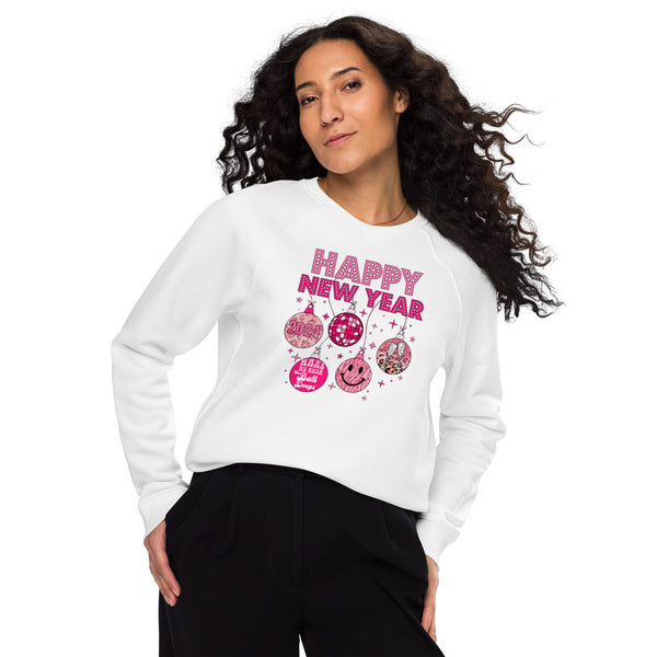 Happy New Year 2024 Unisex organic raglan sweatshirt