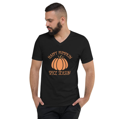 Happy Pumpkin Spice Season Unisex Short Sleeve V-Neck T-Shirt