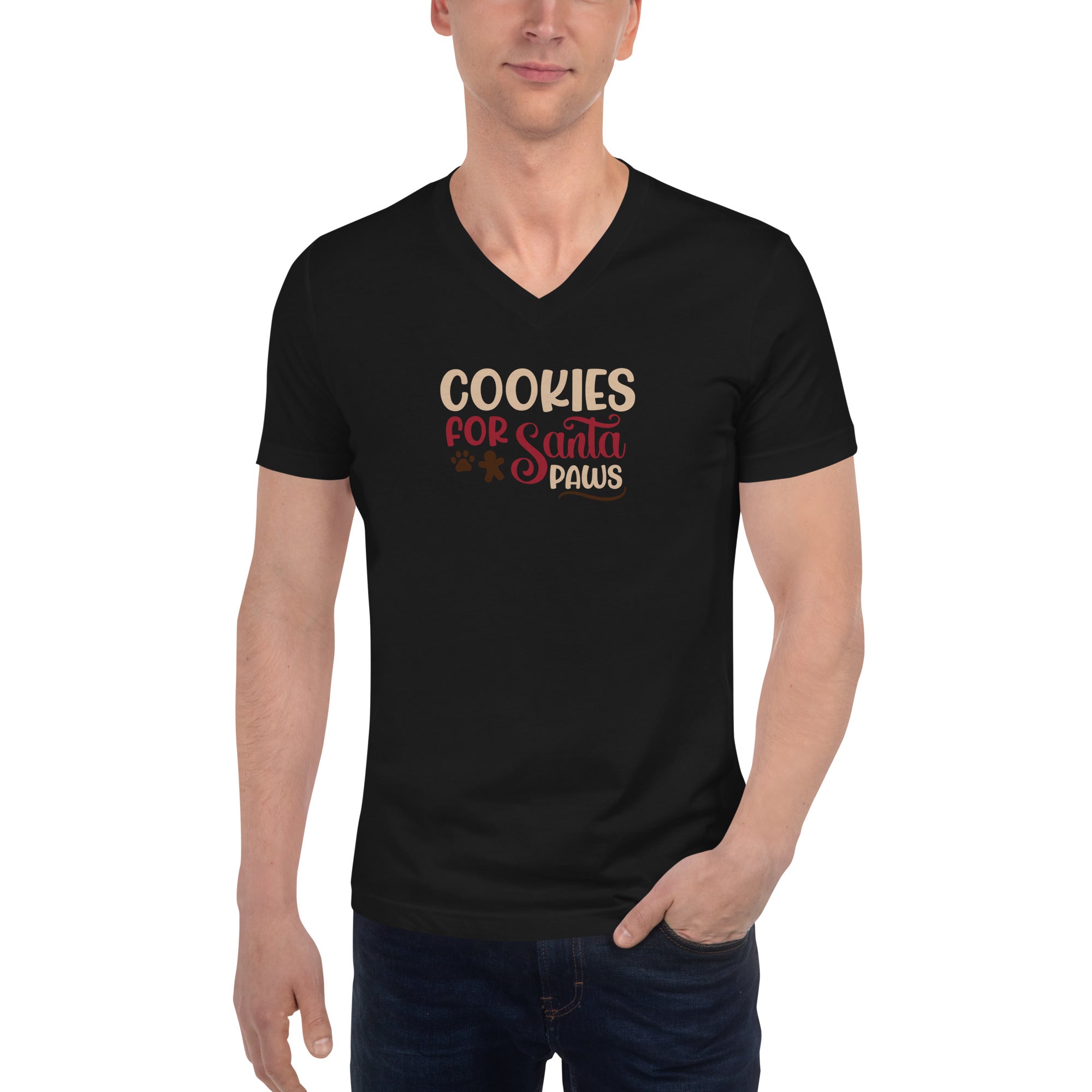 Cookies for Santa Unisex Short Sleeve V-Neck T-Shirt