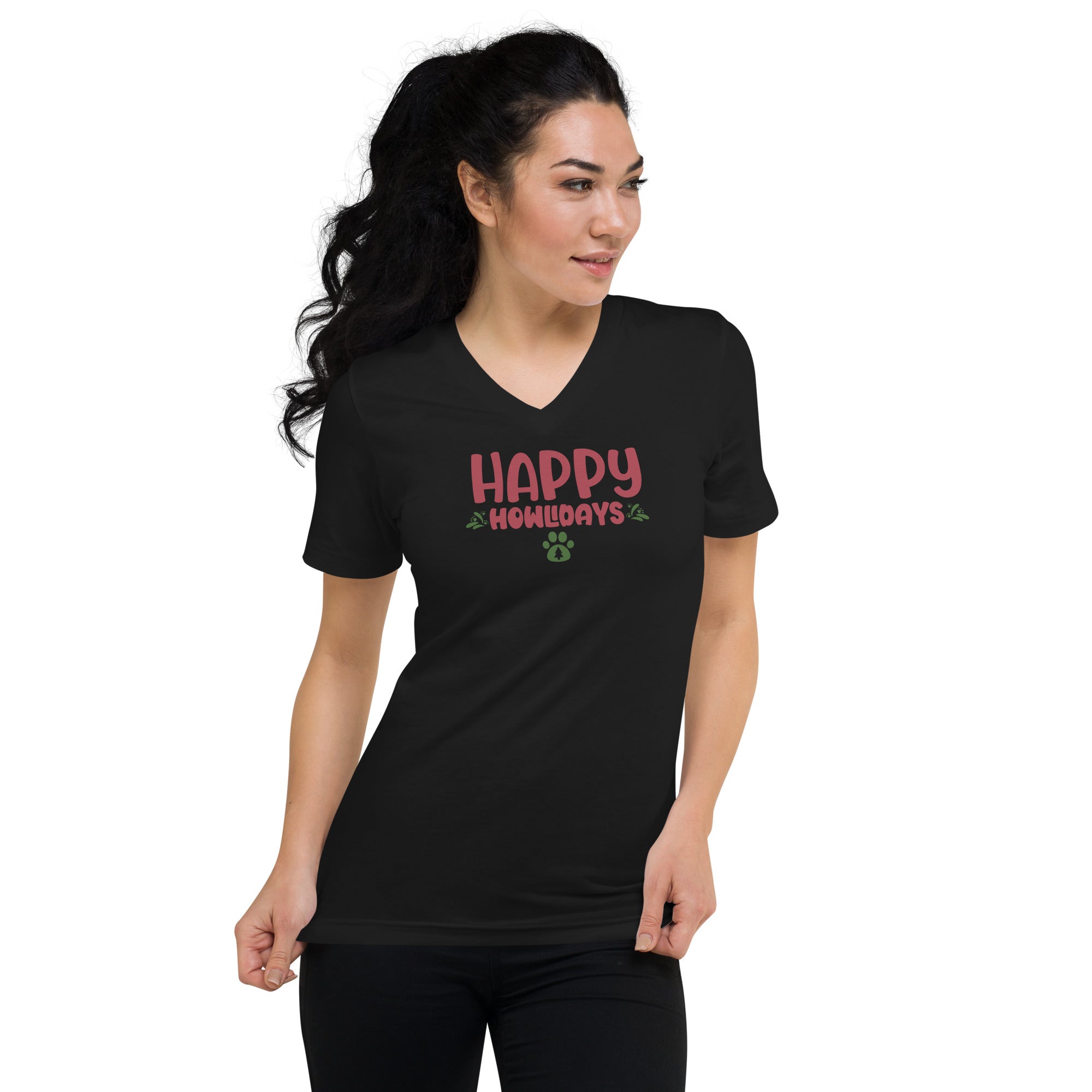 Happy Howlidays Unisex Short Sleeve V-Neck T-Shirt