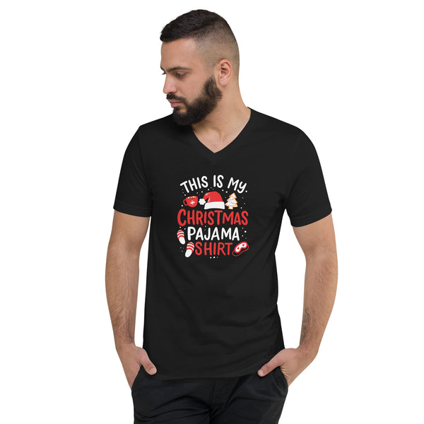 Christmas Pajama Unisex Short Sleeve V-Neck T-Shirt