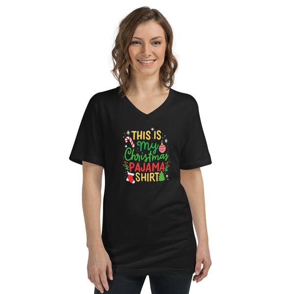 Christmas Pajama Unisex Short Sleeve V-Neck T-Shirt