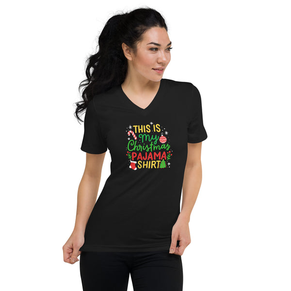 Christmas Pajama Unisex Short Sleeve V-Neck T-Shirt