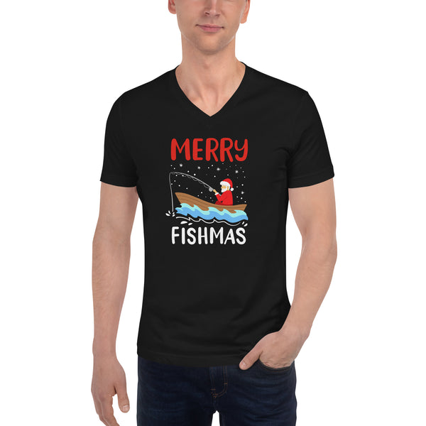 Merry Fishmas Unisex Short Sleeve V-Neck T-Shirt