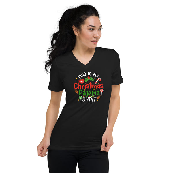 Christmas Pajama Unisex Short Sleeve V-Neck T-Shirt