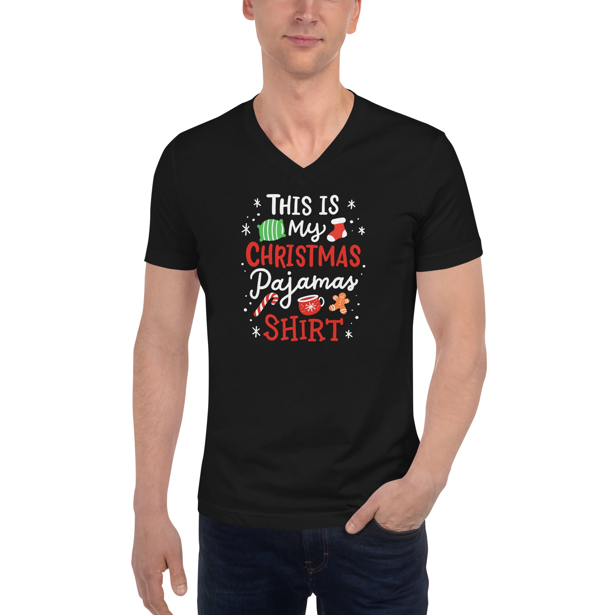 Christmas Pajama Unisex Short Sleeve V-Neck T-Shirt