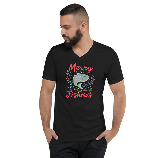 Merry Fishmas Unisex Short Sleeve V-Neck T-Shirt