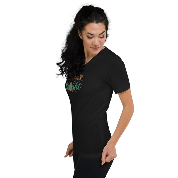 Merry and Bright Unisex Short Sleeve V-Neck T-Shirt