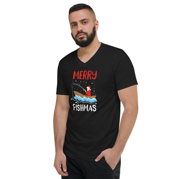 Merry Fishmas Unisex Short Sleeve V-Neck T-Shirt