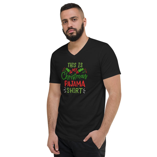 Christmas Pajama Unisex Short Sleeve V-Neck T-Shirt