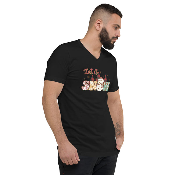 Let it Snow Unisex Short Sleeve V-Neck T-Shirt