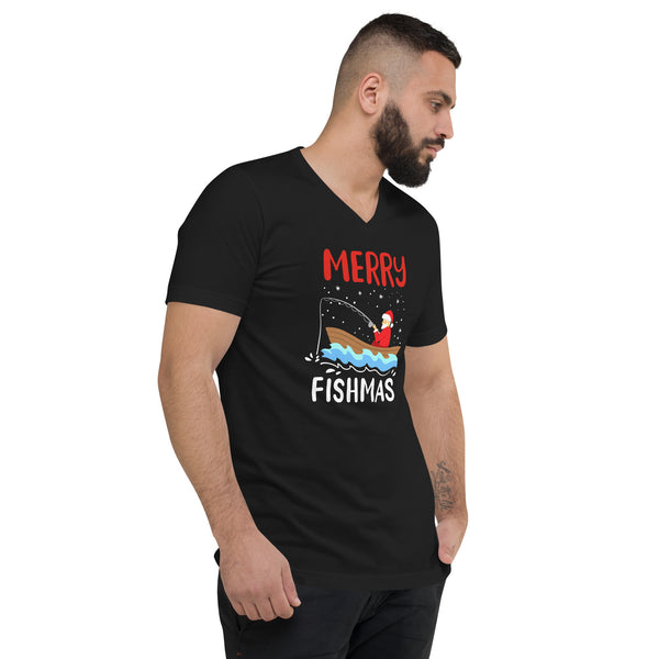 Merry Fishmas Unisex Short Sleeve V-Neck T-Shirt