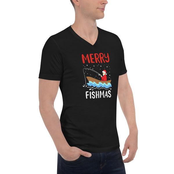 Merry Fishmas Unisex Short Sleeve V-Neck T-Shirt