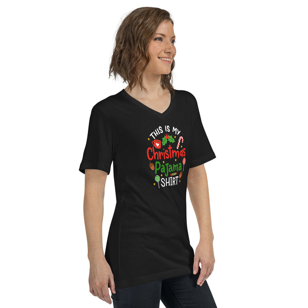 Christmas Pajama Unisex Short Sleeve V-Neck T-Shirt