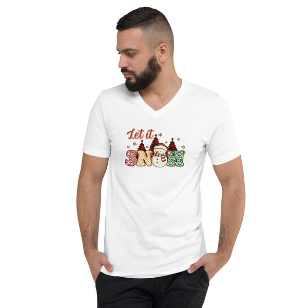 Let it Snow Unisex Short Sleeve V-Neck T-Shirt