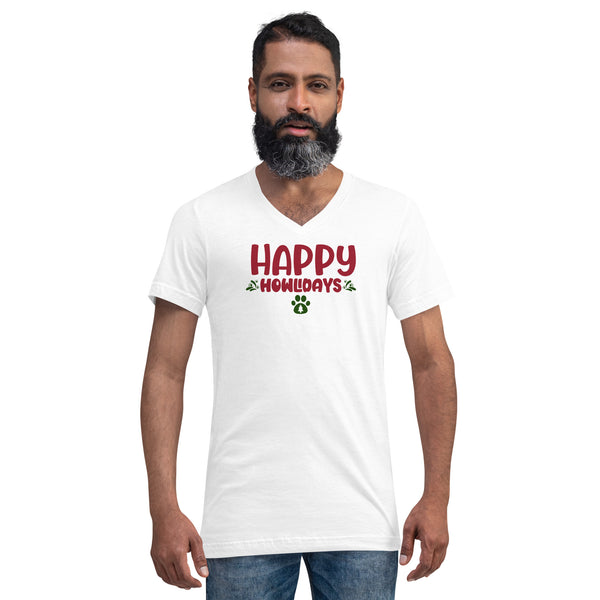 Happy Howlidays Unisex Short Sleeve V-Neck T-Shirt