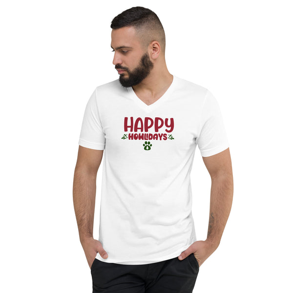 Happy Howlidays Unisex Short Sleeve V-Neck T-Shirt