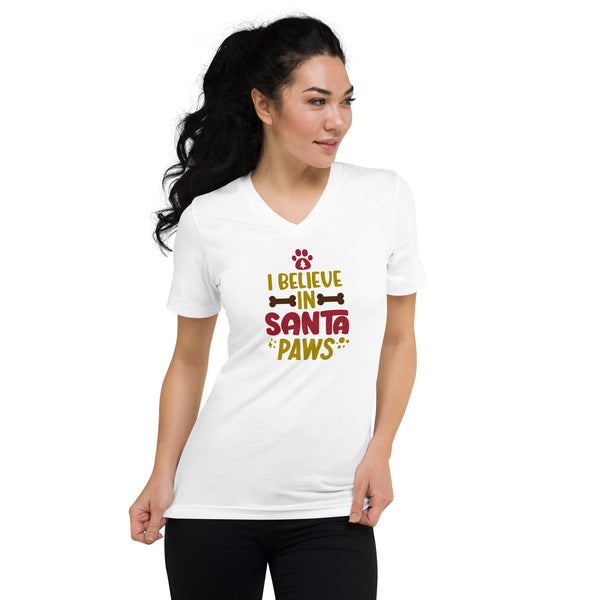 Santa Paws Unisex Short Sleeve V-Neck T-Shirt