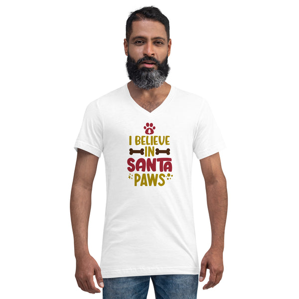 Santa Paws Unisex Short Sleeve V-Neck T-Shirt