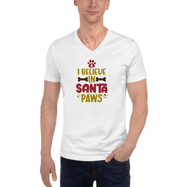 Santa Paws Unisex Short Sleeve V-Neck T-Shirt