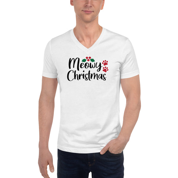 Meowy Christmas Unisex Short Sleeve V-Neck T-Shirt