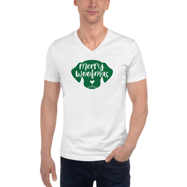 Merry Woofmas Unisex Short Sleeve V-Neck T-Shirt