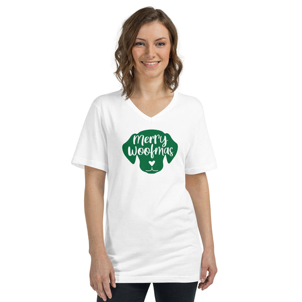 Merry Woofmas Unisex Short Sleeve V-Neck T-Shirt