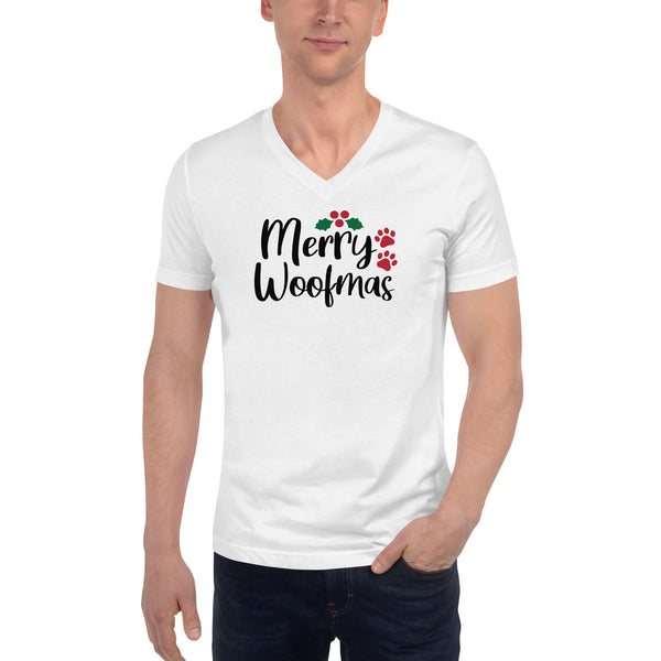 Merry Woofmas Unisex Short Sleeve V-Neck T-Shirt