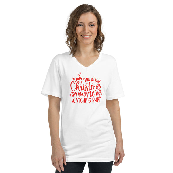 Christmas Movie Watching Unisex Short Sleeve V-Neck T-Shirt