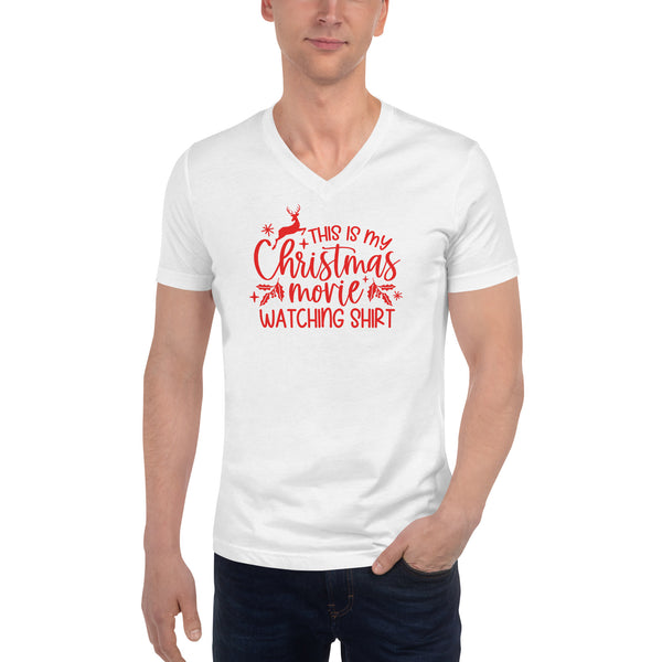 Christmas Movie Watching Unisex Short Sleeve V-Neck T-Shirt