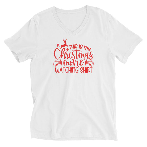 Christmas Movie Watching Unisex Short Sleeve V-Neck T-Shirt